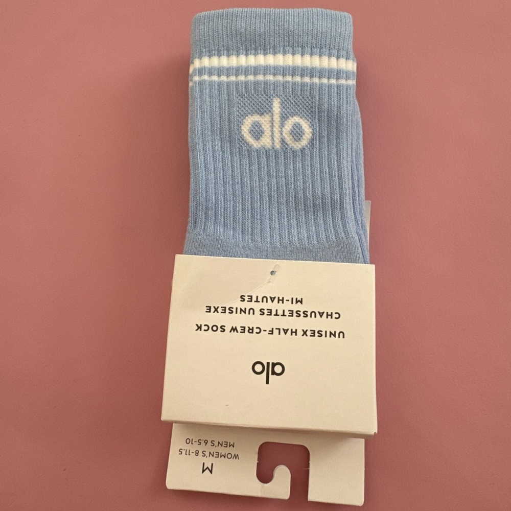 ALO Yoga women or mens Light Blue Crew Socks